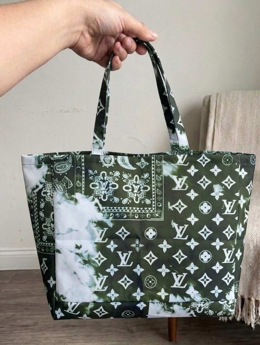 Asylum Green Monogram Camo Tote Bag Carry Bag